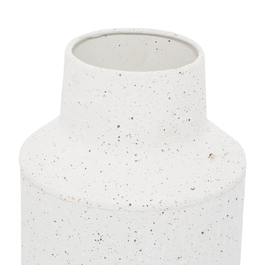 Set of 2 White Metal Coastal Style Vase 16", 14"